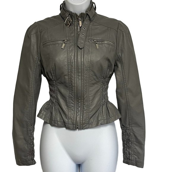 G by Guess Jackets & Blazers - G by Guess Faux Leather Moto Jacket Size XS Gray
